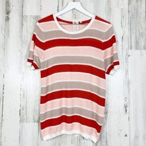 Sadie & Sage Striped Viscose Knit Thin Short Sleeve Top